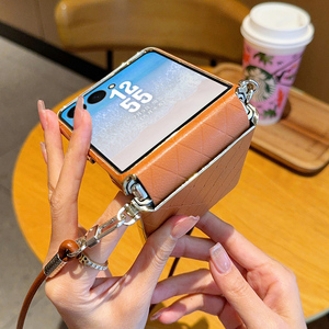 Funda Plegable para Teléfono con Marco Electrochapado y Correa Cruzada Acolchada para Samsung <span class=keywords><strong>Z</strong></span> Flip 8, Xiaomi, <span class=keywords><strong>Moto</strong></span> Razr, Serie Motorola - Product Image 5