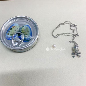 Halloween 2026 mode liontin kalung tengkorak liontin gaya Gotik Berharap mutiara tiram kotak hadiah AAA 6mm mutiara kemasan vakum - Product Image 3