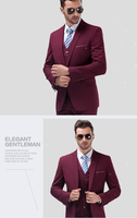 EUR US Ukuran XS-3XL Setelan Pernikahan Pria Mewah 3 Potong Slim Warna Solid Setelan Kantor Bisnis Ukuran Besar Blazer+Celana+Rompi 10%
