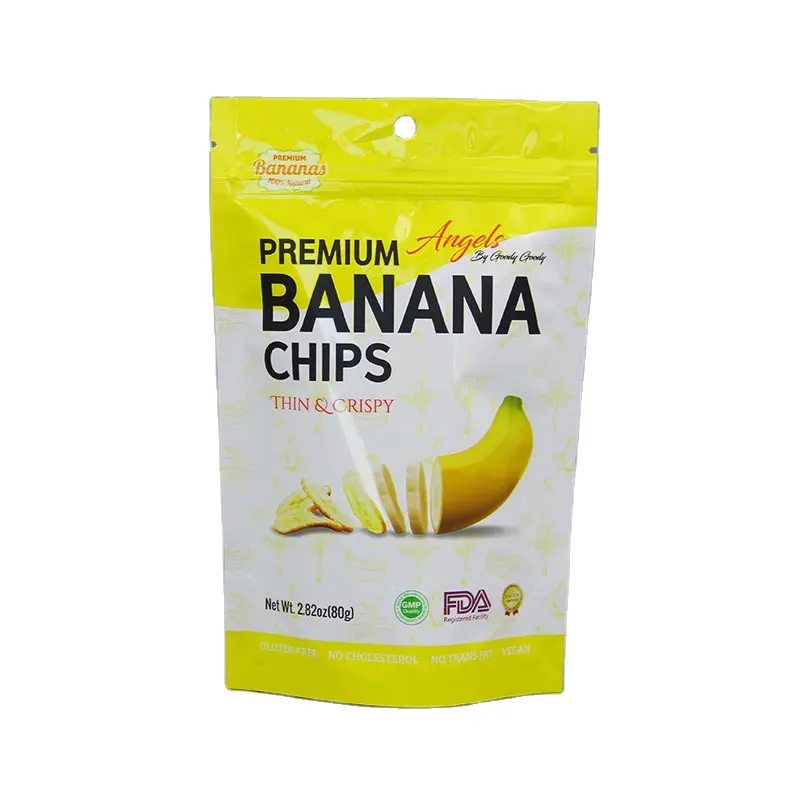 Fábrica direta venda personalizada impressão plástica banana/batata fritas lanche sacos de embalagem de alimentos