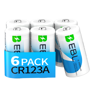 Paquete de 6 Baterías de Litio <span class=keywords><strong>EBL</strong></span> CR123A de <span class=keywords><strong>9V</strong></span>, 3 Voltios, 123, 1600mAh, 10 Años de Duración, para Cámara - Product Image 2