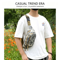 Sac banane tactique camouflage, sac de taille étanche en tissu Oxford, sac de poitrine réglable pour hommes et femmes, sac de travail extérieur pour espèces