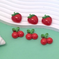 Dekorasi Seni Buah Resin Kawaii Baru 3D Aksesoris Gantungan Resin Stroberi Ceri