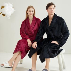 China Factory Polyester Flannel NightWear Super <strong>Men</strong> Soft Solid Adult Hotel Luxury Women Bathrobe Couple <strong>Dressing</strong> <strong>Gown</strong> - Product Image 3