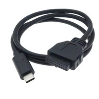 Cable USB 3.0 de 0.7M para Panel Frontal, 19/20 Pines a USB 3.1 Tipo-C, para Chasis de Computadora y Adaptador de Disco Duro Móvil