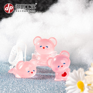 Cute Cartoon Resin Bear Figurine Sweet Bear <b>Miniature</b> Desktop Decoration Animal Theme Cartoon Style - Product Image 4