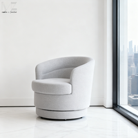 Fauteuil club moderne de luxe nordique, rembourré, en velours bouclé, pivotant, pour salon
