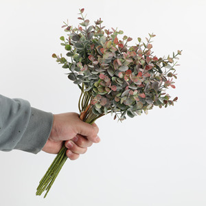 도매 14.56인치 높이 플라스틱 실크 인조 유칼립투스 잎 부케 실내외 웨딩 장식용 - Product Image 2