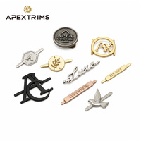 APEX Factory Étiquette métallique personnalisée avec logo à griffes, monogramme lettre, motif feuille d'oiseau, design de marque et logo script pour jeans