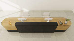 Bureau de réception de bureau moderne en bois avec armoires de rangement intégrées, design de panneaux écologiques et durables - Product Image 4