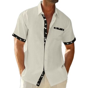 Camisa de Verano 2026 para Hombre, con Estampado Floral, 100% Poliéster, Anti-Pilling, Casual, con Botones, Bolsillos, Manga Corta y Cuello Camisero - Product Image 2