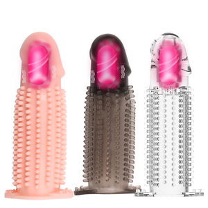 Spike Vibration Extended Sleeve <b>TPE</b> Crystal Cover Adult Stimulation Toy - Product Image 3