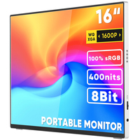 Moniteur portable ultra-fin IPS 2,5K QHD de 16 pouces, écran externe à bords fins sur 4 côtés, type C, haut-parleurs intégrés, MacBook, ordinateur portable