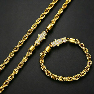 Hip-Hop-Stil Massiv Vergoldete 925 Silber 4mm 5mm Halskette für Männer und Frauen VVS Moissanit Iced Out Verschluss Gedrehte Seilkette - Product Image 5