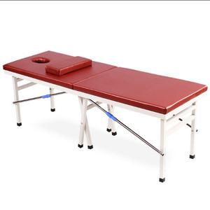 Table de massage pliante bleue portable pour usage domestique, physiothérapie et esthétique avec appui-tête et découpe pour la nuque - Product Image 2