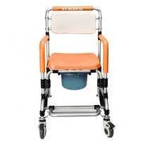 KSMED Commode chaise avec roues KSM-CC accueil utilisé réglable en acier commode handicapés patient chaise de toilette