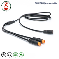 Adaptateur M8 en cuivre haute stabilité, installation facile, faisceau de câbles 1T2 3 broches IP65 PVC pour vélos électriques, véhicules électriques, barre lumineuse LED