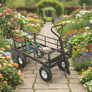 Carro de jardín de acero resistente de 1200 libras, carro de Metal utilitario, lados de malla extraíbles, carro de patio de cama plana para granja, OEM personalizable - Product Image 1