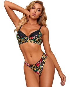 PNCLZ-B6019 patchwork di pizzo nero e reggiseno <span class=keywords><strong>push</strong></span>-<span class=keywords><strong>up</strong></span> sexy stampato floreale giallo <span class=keywords><strong>intimo</strong></span> donna reggiseno moda donna lingerie - Product Image 1
