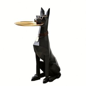 Minimalist Resin Doberman Statue with Tray - Artistic Home Decor Ornament - Product Image 5