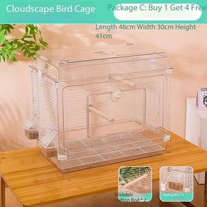 Jaula Moderna Minimalista para Pájaros, Villa Panorámica de Alta Transparencia para Periquitos con Bandeja Extraíble - Product Image 5