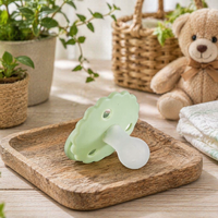 Sucette de dentition pour bébé en silicone écologique sans BPA, avec poignée à pétales floraux festonnés vert menthe pastel de qualité supérieure, 0-12 mois