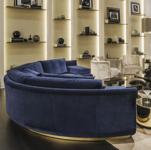 ชุดโซฟาครึ่งวงกลมสไตล์อิตาลี ดีไซน์ทันสมัย โซฟาแบบแยกส่วนหุ้มกำมะหยี่ สำหรับห้องนั่งเล่นหรือล็อบบี้ - Product Image 3