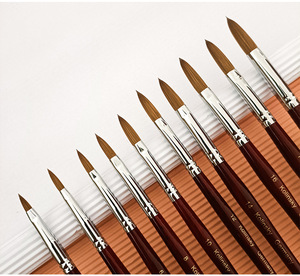 Pinceau à ongles professionnel en acrylique avec manche en bois rouge, 50 % Kolinsky, pour la vente en gros - Product Image 2