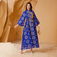 SW67 femmes été modeste Abaya transfrontalière musulman ethnique robe de soirée manches bouffantes en Polyester Sequin Burnout Jalabiya