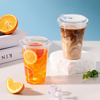 Lot de 50 gobelets en plastique avec couvercles, 12 oz, gobelets transparents pour le camping, café glacé et boissons froides