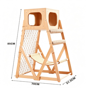 Torre para Gatos <span class=keywords><strong>de</strong></span> <span class=keywords><strong>Madera</strong></span> Maciza Multifuncional y Económica, Postes <span class=keywords><strong>de</strong></span> Sisal, <span class=keywords><strong>Hamaca</strong></span> Transpirable para Gatos Pequeños y Medianos, Uso en Interiores - Product Image 6