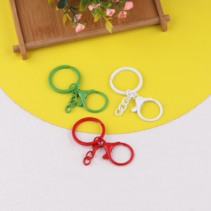 Juego de llaveros de cadena de cuatro eslabones de metal de colores, accesorio DIY para bolsos, piezas decorativas chapadas en colores blanco, rojo, verde y amarillo - Product Image 2