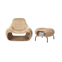 Fauteuil d'extérieur en osier et rotin, incurvé, pour toutes les saisons, meubles de jardin, de Patio, de véranda, siège en osier