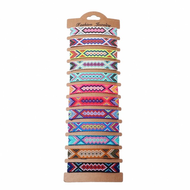 Wholesale Handmade Strings Rope Bracelets 12pcs/Set Nepal Woven Friendship Bracelet