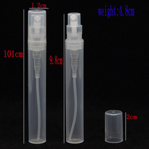 בקבוקון בושם מיני שקוף מפלסטיק בנפחים של 2ml 3ml 5ml, בקבוקון ריסוס לדוגמא עם מרסס. - Product Image 3