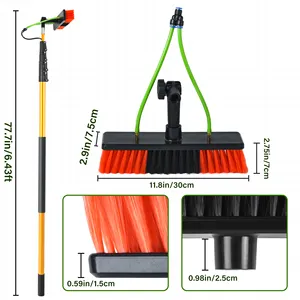 24FT 7.3M Telescopic Long Reach Water Fed Pole Solar Panel Cleaning Brush Window Cleaning Equipment