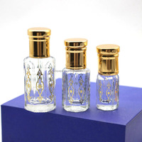 Flacon de parfum en verre d'huile d'oud Attar de 3 ml avec bouchon en aluminium
