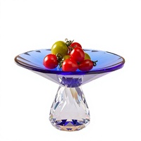 Plat à fruits rond en cristal K9 brillant, design européen, plateau à collation et dessert, tendance mode, objet de collection artistique pour la décoration intérieure