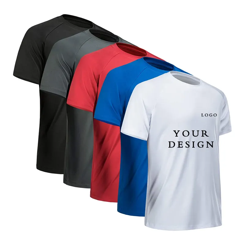 Men's Quick Dry Round Neck T-shirt Custom Printed Embroidered Logo Sports Fitness Short Sleeve Top Running Shirt 4xl