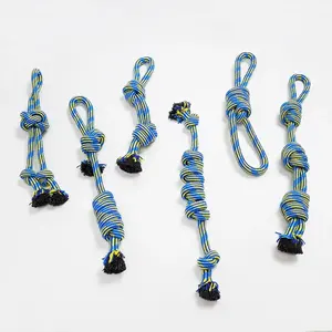 Hot Sale Wear-resistant Molar Rope Knot Pet Interactive Training Toy Cotton Rope Blue 6-piece Dog Chew Toy Set