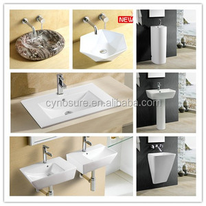 Lavabo de Baño de Cerámica Redondo con Pedestal, Lavabo de Pie - Product Image 4
