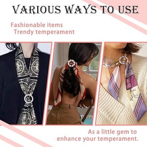 Cercle chemise strass alliage Clips pour femmes écharpe châle anneau coin noué bouton élégant diapositives taille boucle ronde fermoir - Product Image 6