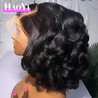 Perruques Bob Courtes Frontales HD en Cheveux Humains Naturels Indiens Bruts Afro Bouclés Crépus Pas Chères, Sans Colle, Entièrement en Dentelle, pour Femmes Noires