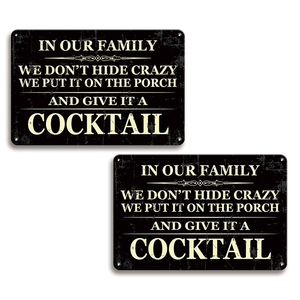 Letrero Metálico Divertido con Diseño de Cóctel Familiar Loco para Decoración de Pared de Bar, Cafetería, Sala de Estar, Estilo Retro Vintage, Regalo - Product Image 1