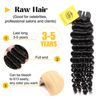 Extensiones de Cabello Humano Brasileño Virgen de Calidad Profesional, Ondulado Profundo, 30 Pulgadas, Sin Procesar, Venta al Por Mayor