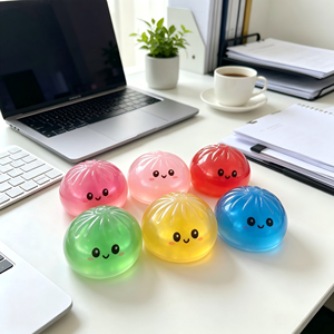 TPR Expression Steamed Buns Nouvelle Version Multicolore, Billes Squishy à Presser pour la Décompression et la Gestion de l'Agressivité - Product Image 3