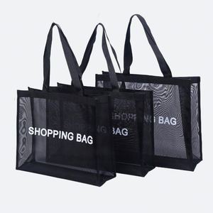 Wholesale New Fashion Luxury Summer <b>Large</b> Wire Nylon Custom Logo Reusable Clear Net Shopping <b>Bag</b> Mesh <b>Beach</b> Tote <b>Bag</b> - Product Image 1