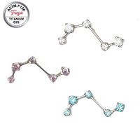 Pendientes de Titanio ASTM-F136 de Grado Implante con Zirconia, Joyería para Piercing Big Dipper, Pendientes de Titanio con Rosca Interna para Cartílago de Oreja y Hélice
