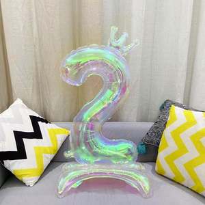 Globos de papel de aluminio holográfico Feliz cumpleaños Número holográfico Globo de papel de aluminio Fiesta Suministros de decoración de boda Globo al por mayor - Product Image 3