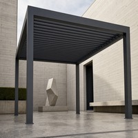 Pergola motorisée en aluminium imperméable pour villa, avec lames bioclimatiques réglables, éclairage LED, gazebo extérieur